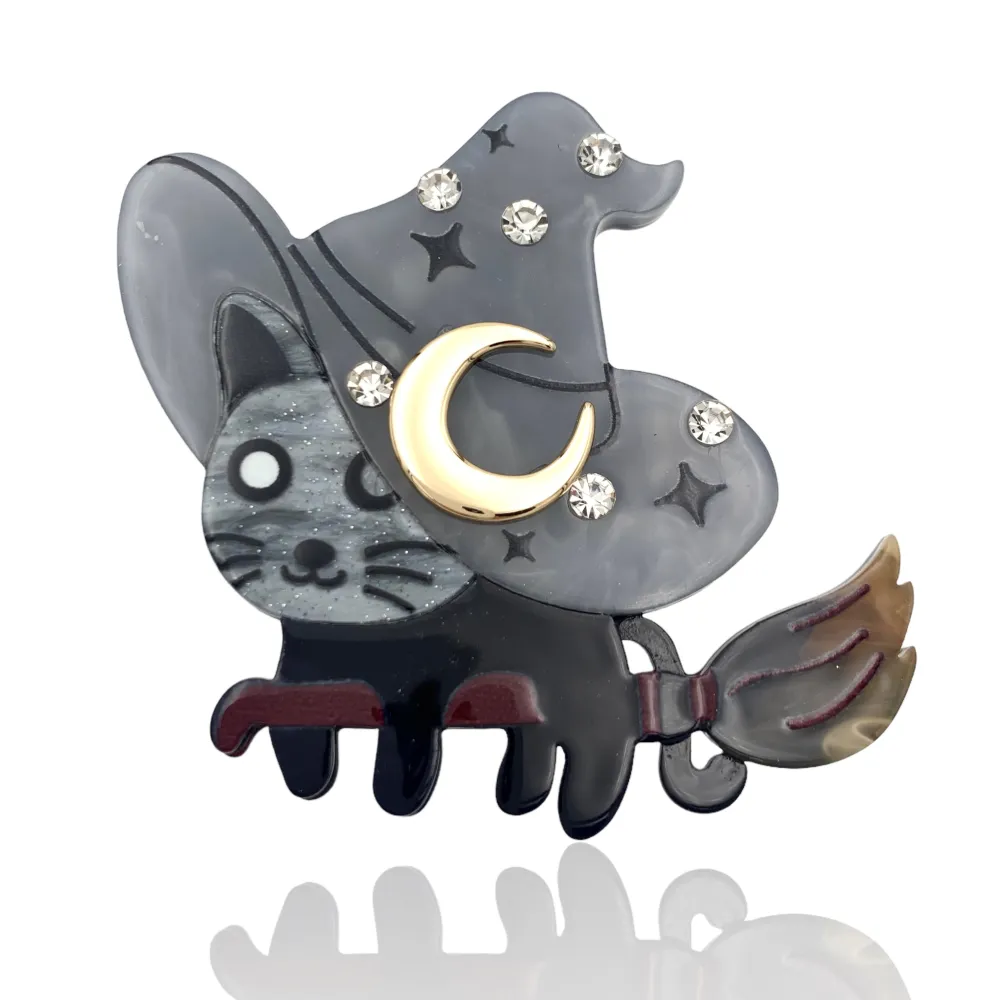 Gatto Befana-Spilla Moda in Resina - SPM-1040