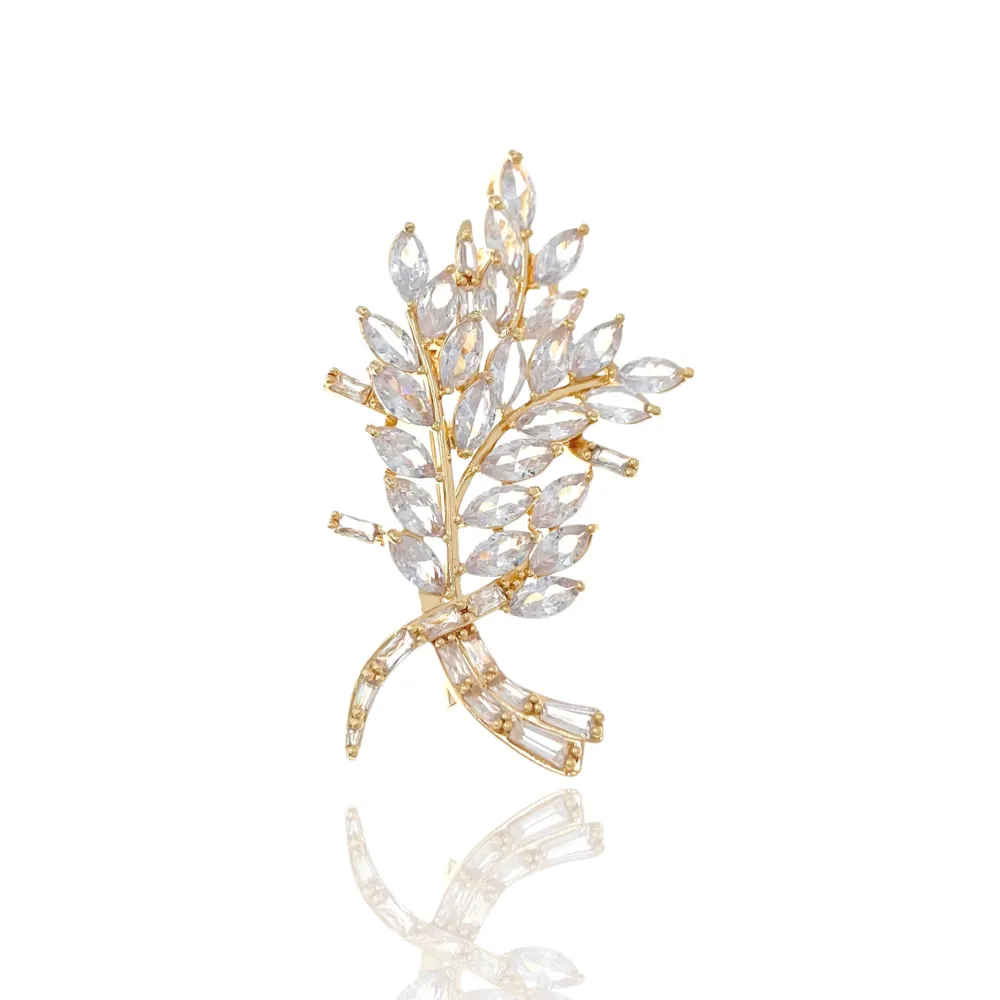 Fantasia Foglia-Spilla con Zirconia - SPM-506-171