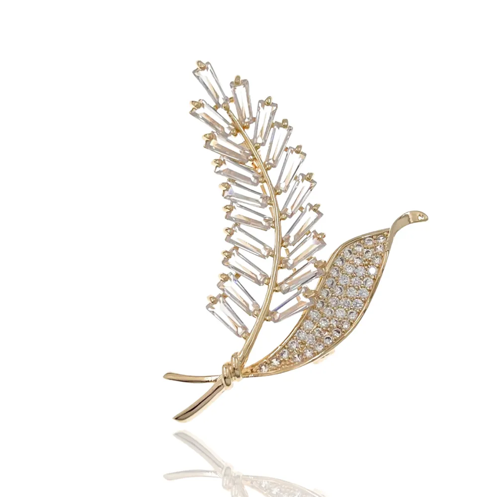 Fantasia Foglia-Spilla con Zirconia - SPM-506-174
