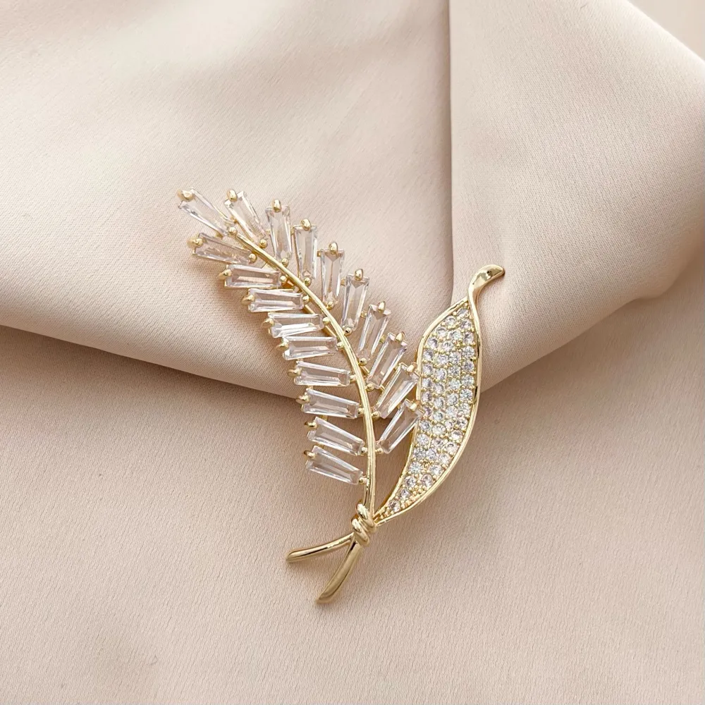 Fantasia Foglia-Spilla con Zirconia - SPM-506-174