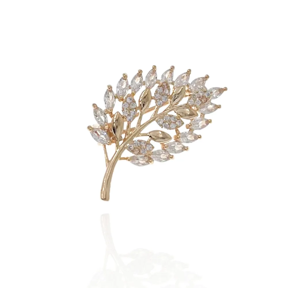 Foglia-Spilla Piccola con Zirconia - SPM-506-189