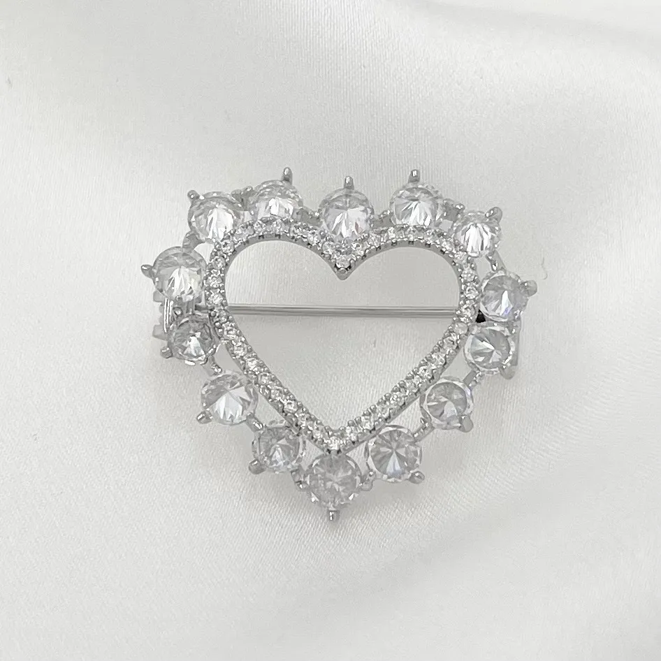 Cuore-Spilla Piccola con Zirconia - SPM-506-198