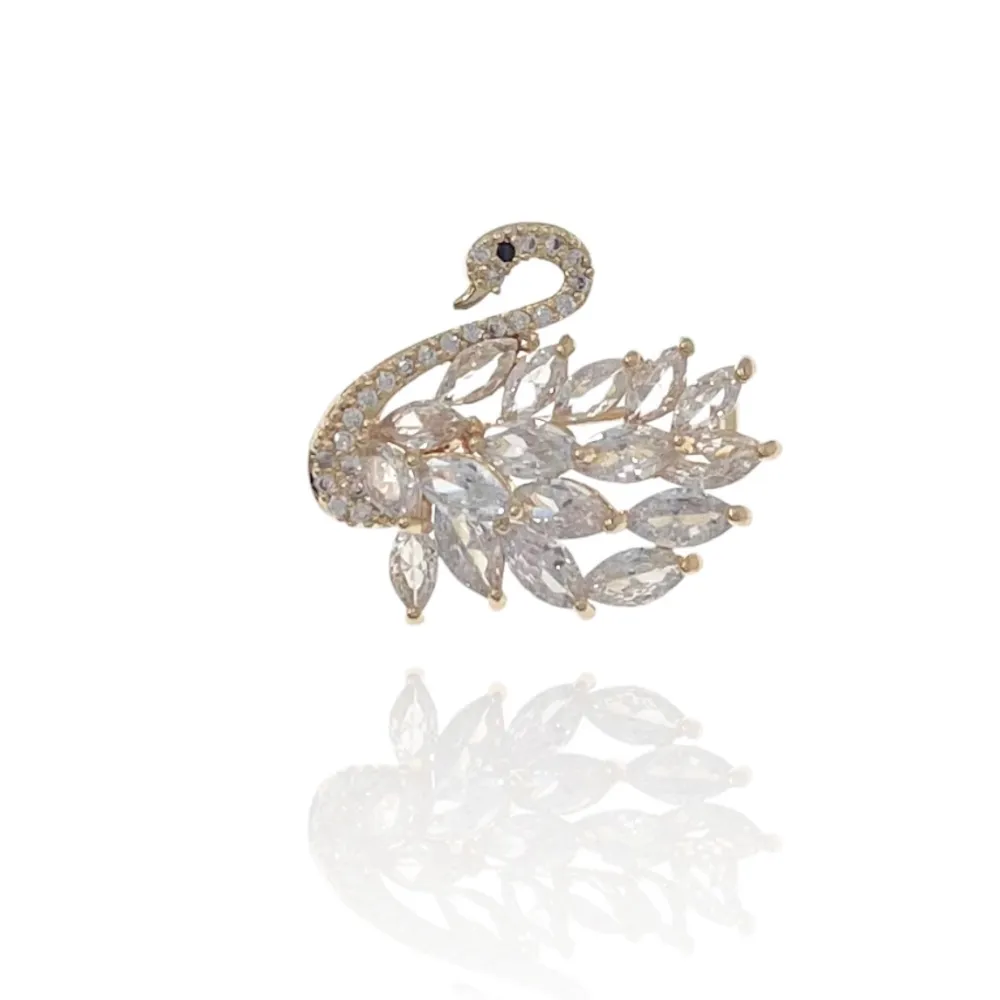 Cigno Piccolo-Spilla Piccola con Zirconia - SPM-506-200
