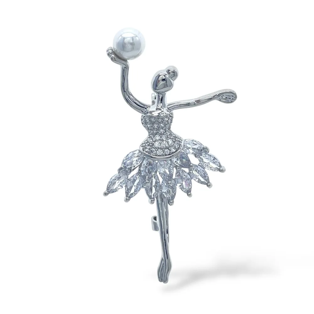 Ballerina con Perla-Spilla con Zirconia - SPM-506-296