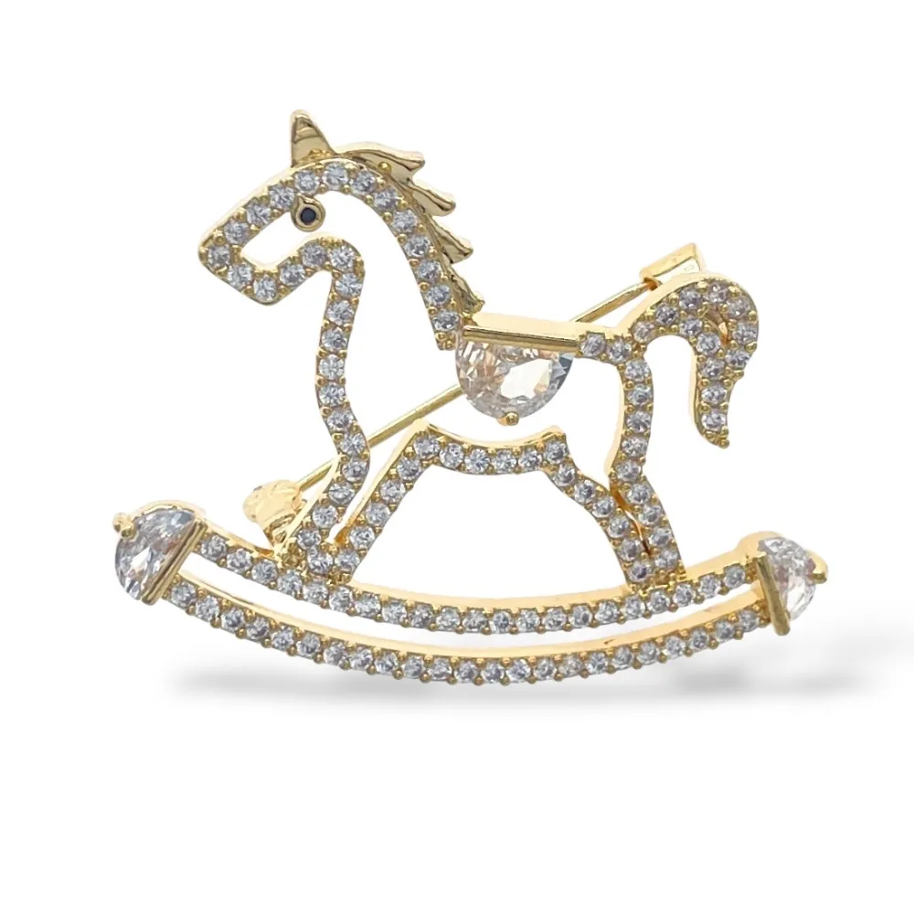 Cavallo Dondolo  -Spilla con Zirconia - SPM-506-316