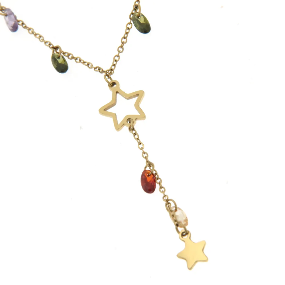 Stella e Zirconi 3098 - Collana Corta in Acciaio - Stella e Zirconi 3098 - Collana Corta in Acciaio
