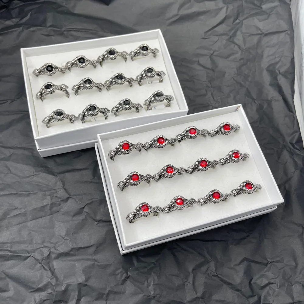 Serpente con Pietra-Anello in Acciaio con Misure - AAM-518-225