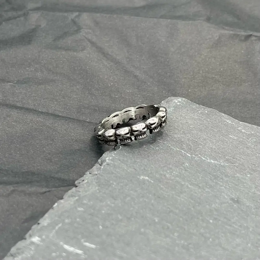 Fede con Teschio-Anello in Acciaio con Misure - AAM-518-235