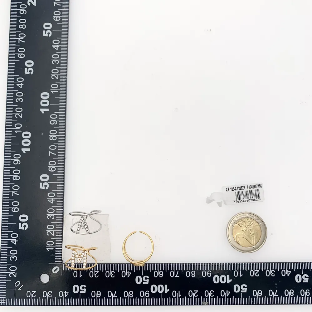 Iniziale con Zirconia-36pz Anelli Regolabili in Acciaio - AAR-103-AA2982R