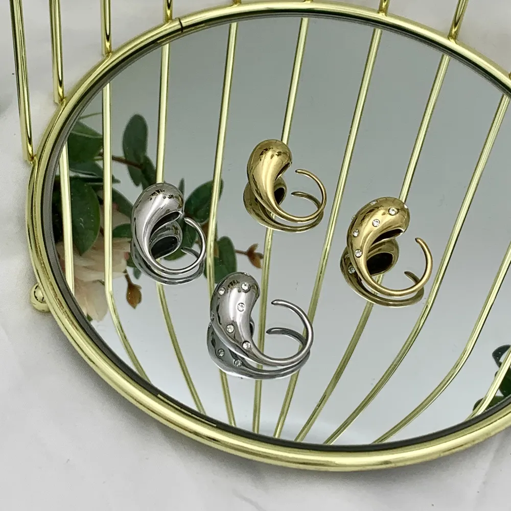 Goccia con Punti Luci-Anello Regolabile in Acciaio - AAR-103-AA3314R