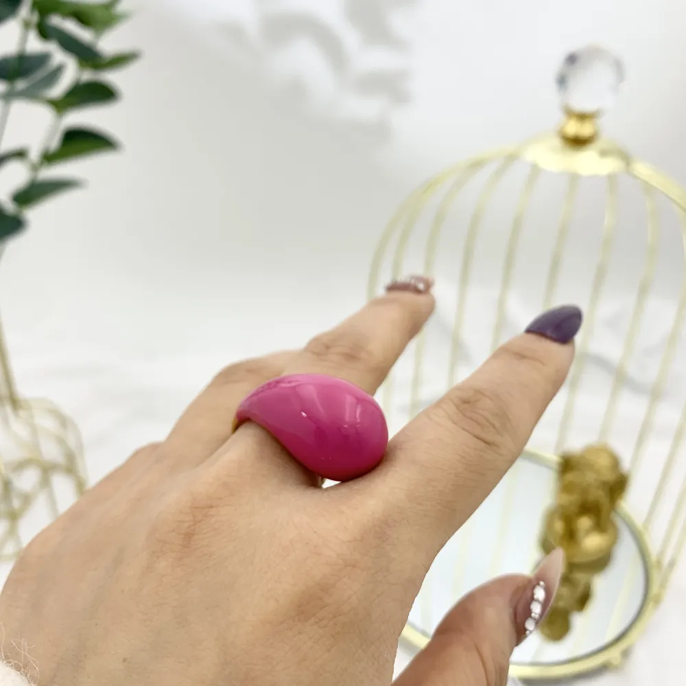 Goccia Colorato-Anello Regolabile in Acciaio - AAR-103-AA3317R