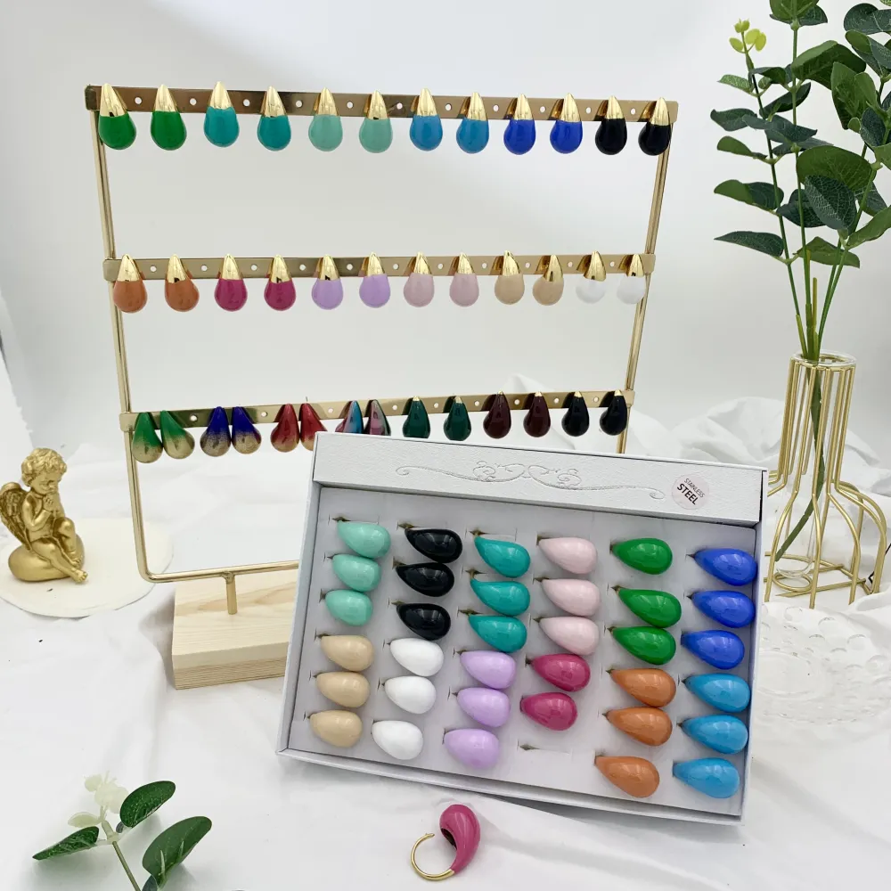 Goccia Colorato-Anello Regolabile in Acciaio - AAR-103-AA3317R