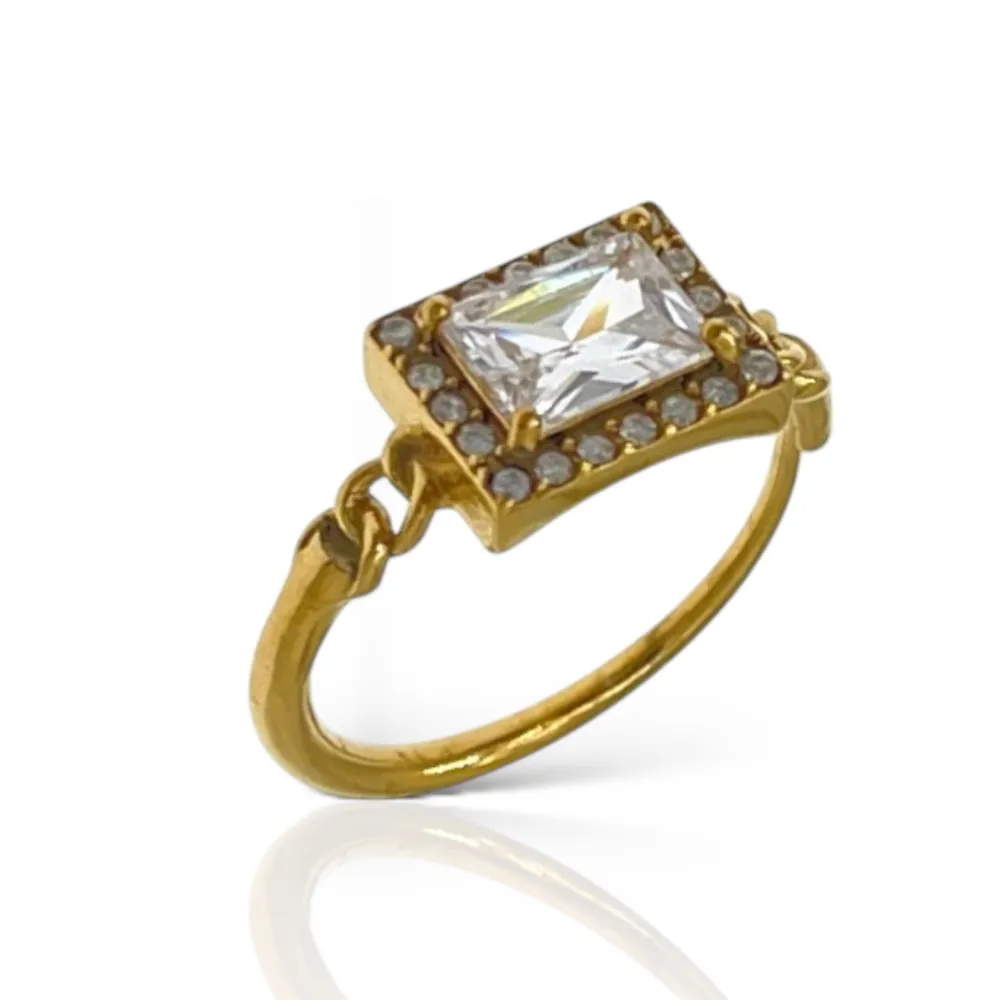 Pietra rettangolare  -Anello Regolabile in Acciaio - AAR-103-AA4251R