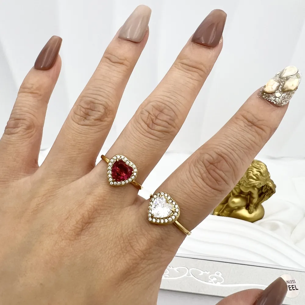 Cuore -36pz Anelli Regolabili in Acciaio - AAR-103-AA4707R