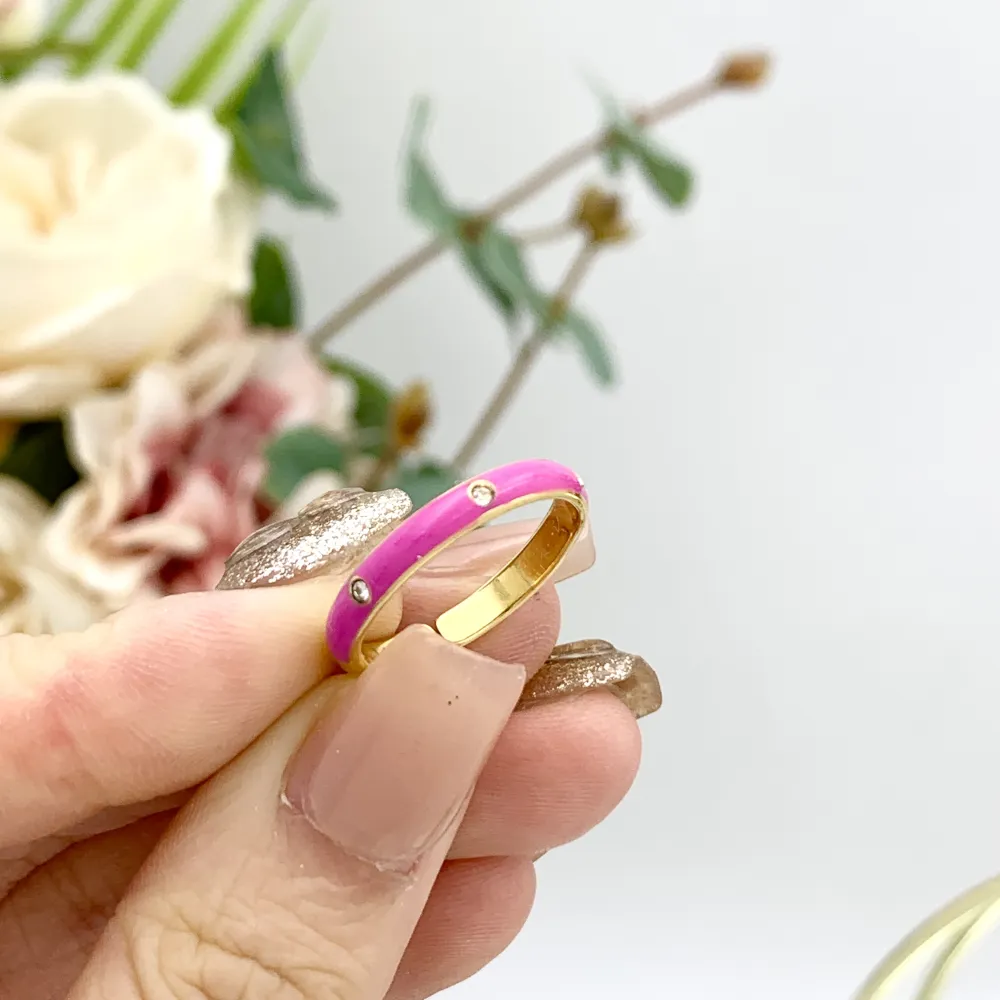 Smaltato con Punti Luci-36Pz Anelli Regolabili in Acciaio - AAR-103-AA583R