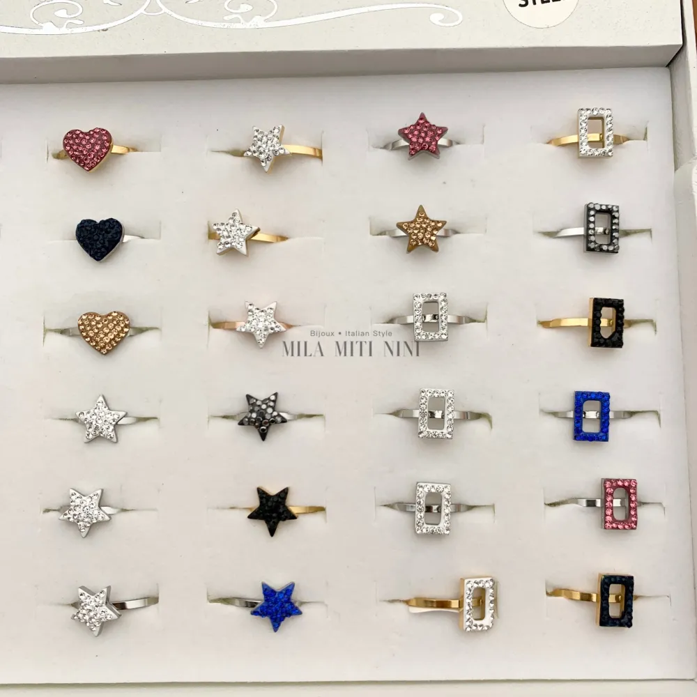 Mix Strass Colorato-36Pz Anelli Regolabili - AAR413-330