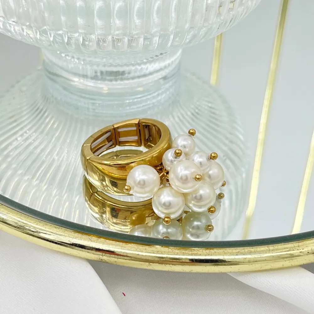 Grappoli Perla -Anello Regolabile in Acciaio - AAR-732-374