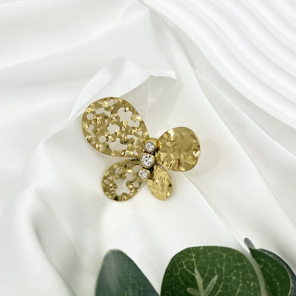 Farfalla-Anello Regolabile in Acciaio - AAR-759-08