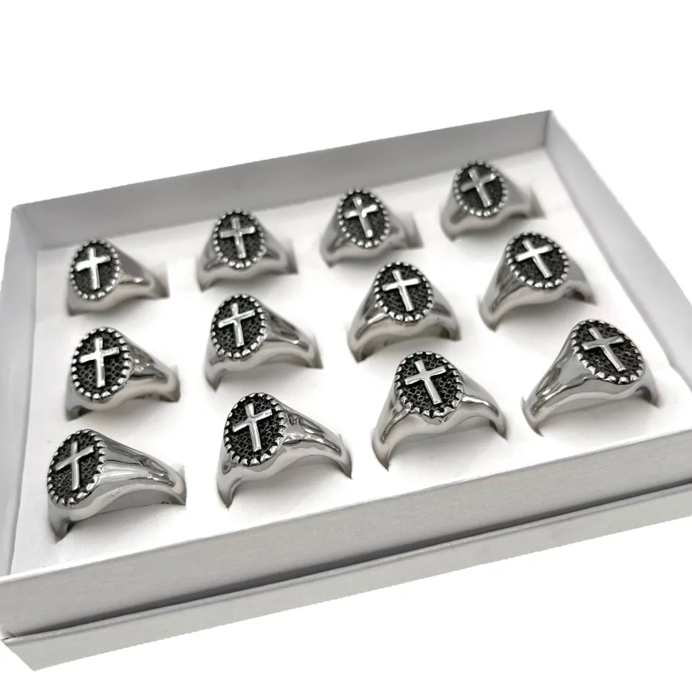 Croce-12Pz Anelli in Acciaio con Misure - AAU-518-10A