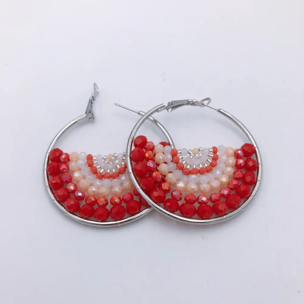 Orecchini in vetro - Acciaio Cerchio con cristallo - Orecchini cristallo