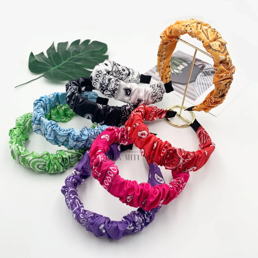 AXC143-66-Pieghe Bandana -12pz Cerchietti per Capelli - AXC143-66-Pieghe Bandana -12pz Cerchietti per Capelli