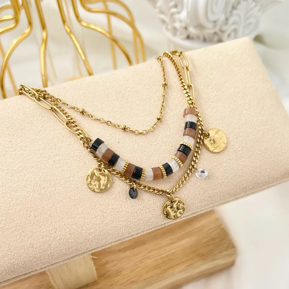 Multifili con Perline-Bracciale in Acciaio con Chiusura - BAC-103-AA1721B