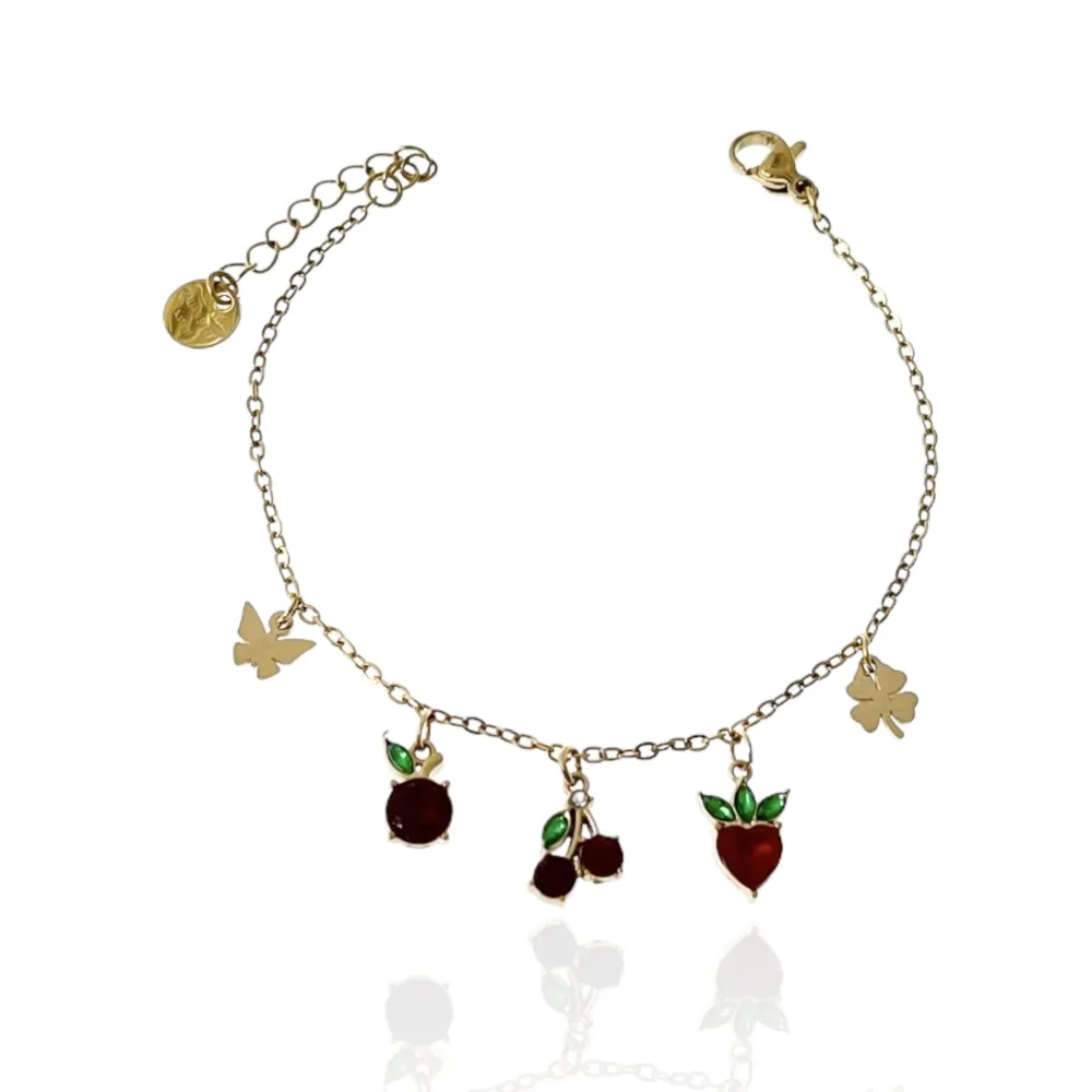 Frutta Ciliegia-Bracciale in Acciaio con Chiusura - BAC-103-AA2761B