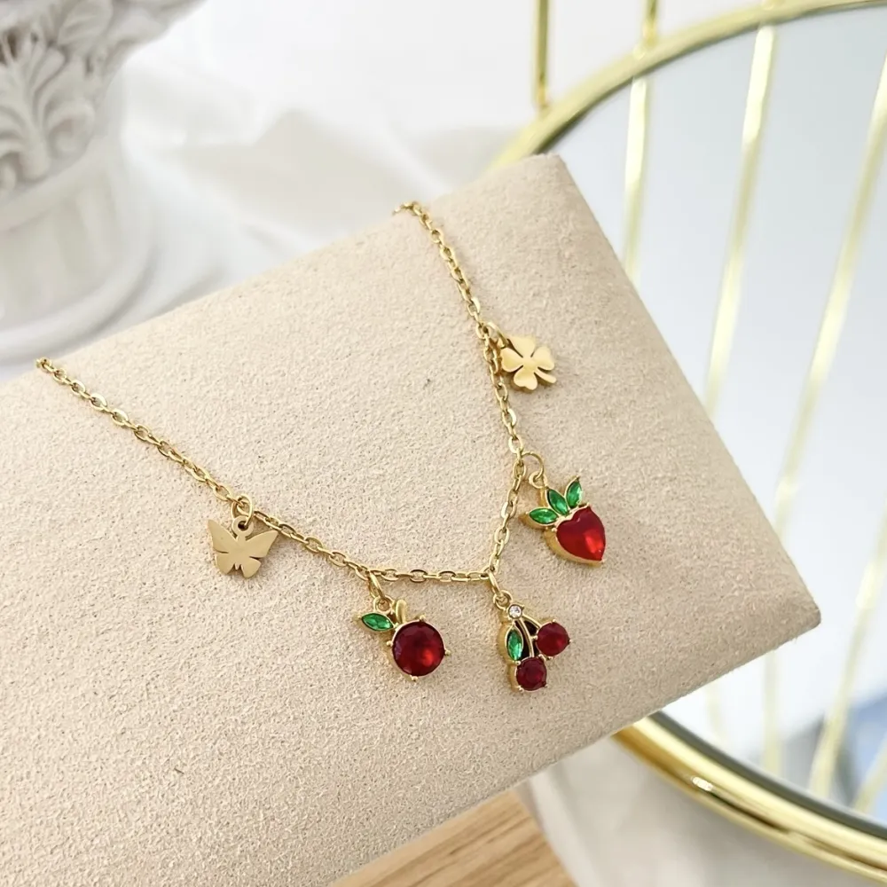 Frutta Ciliegia-Bracciale in Acciaio con Chiusura - BAC-103-AA2761B