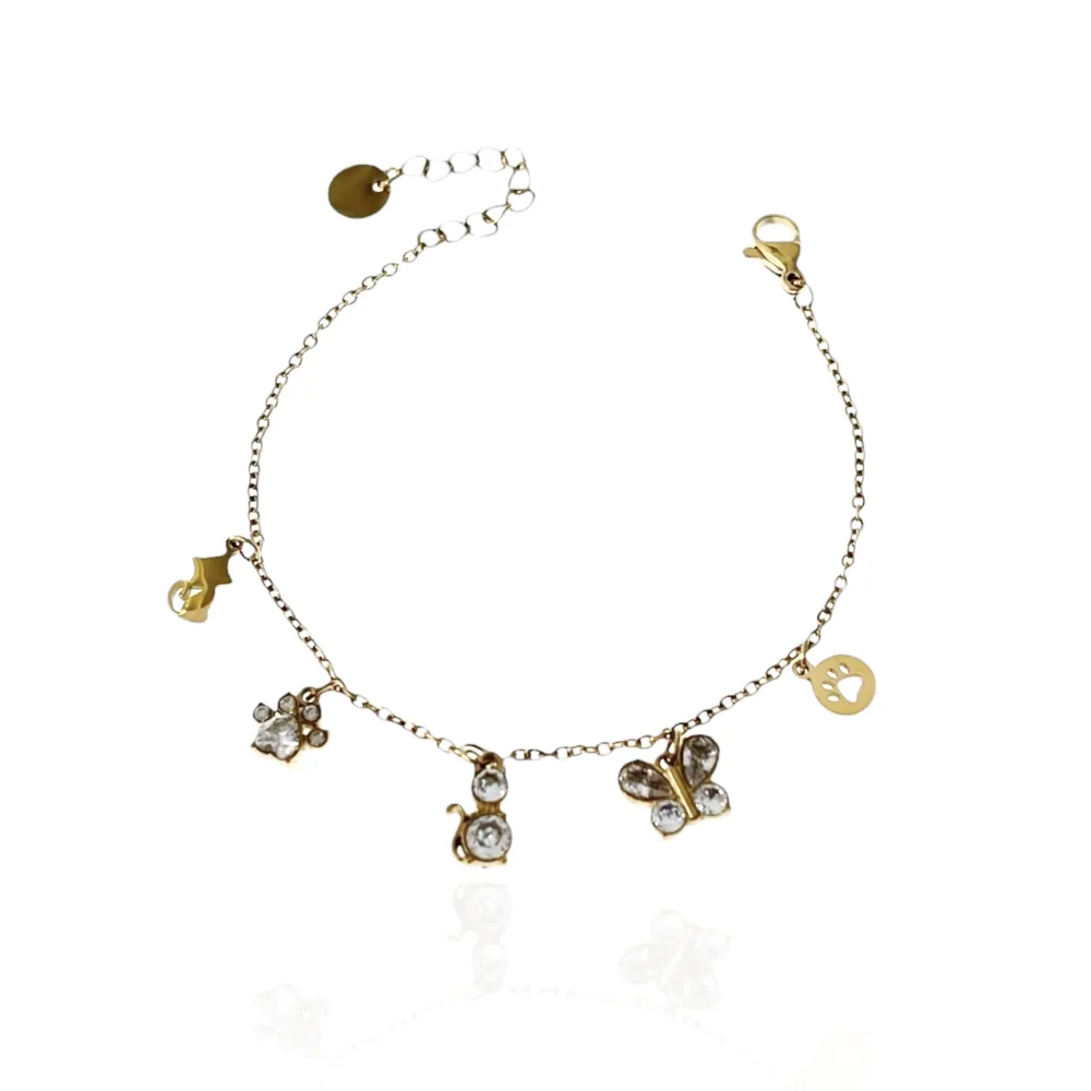 Gatto Farfalla -Bracciale in Acciaio con Chiusura - BAC-103-AA2785B