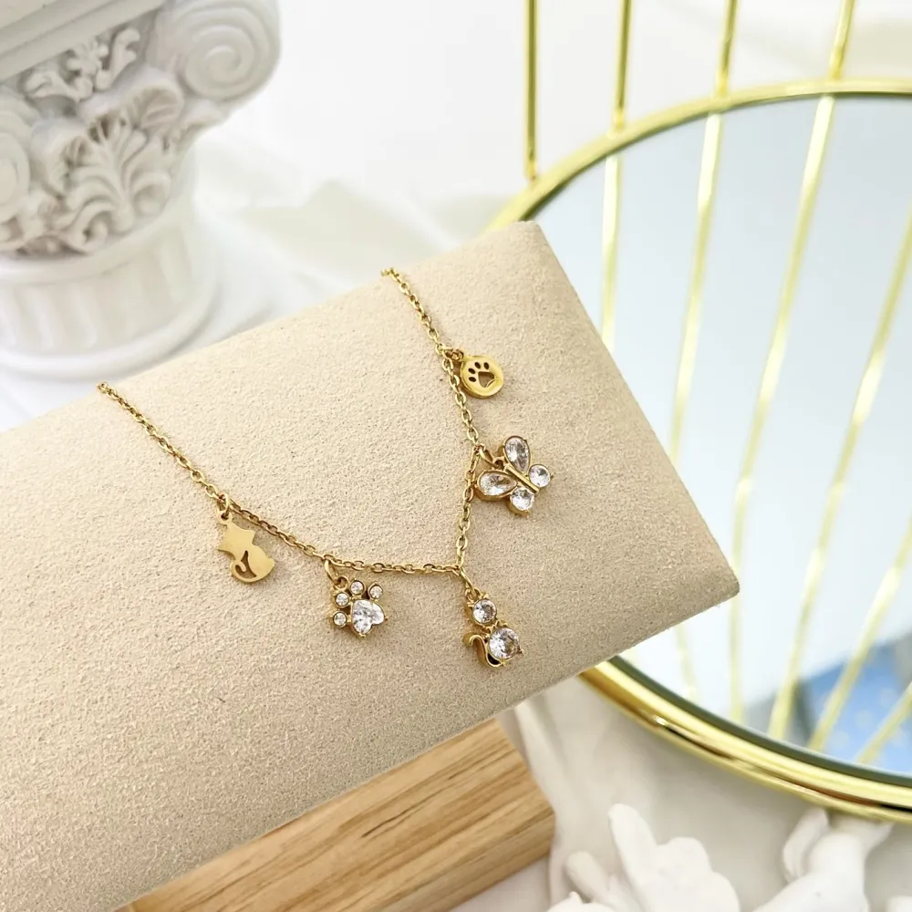 Gatto Farfalla -Bracciale in Acciaio con Chiusura - BAC-103-AA2785B