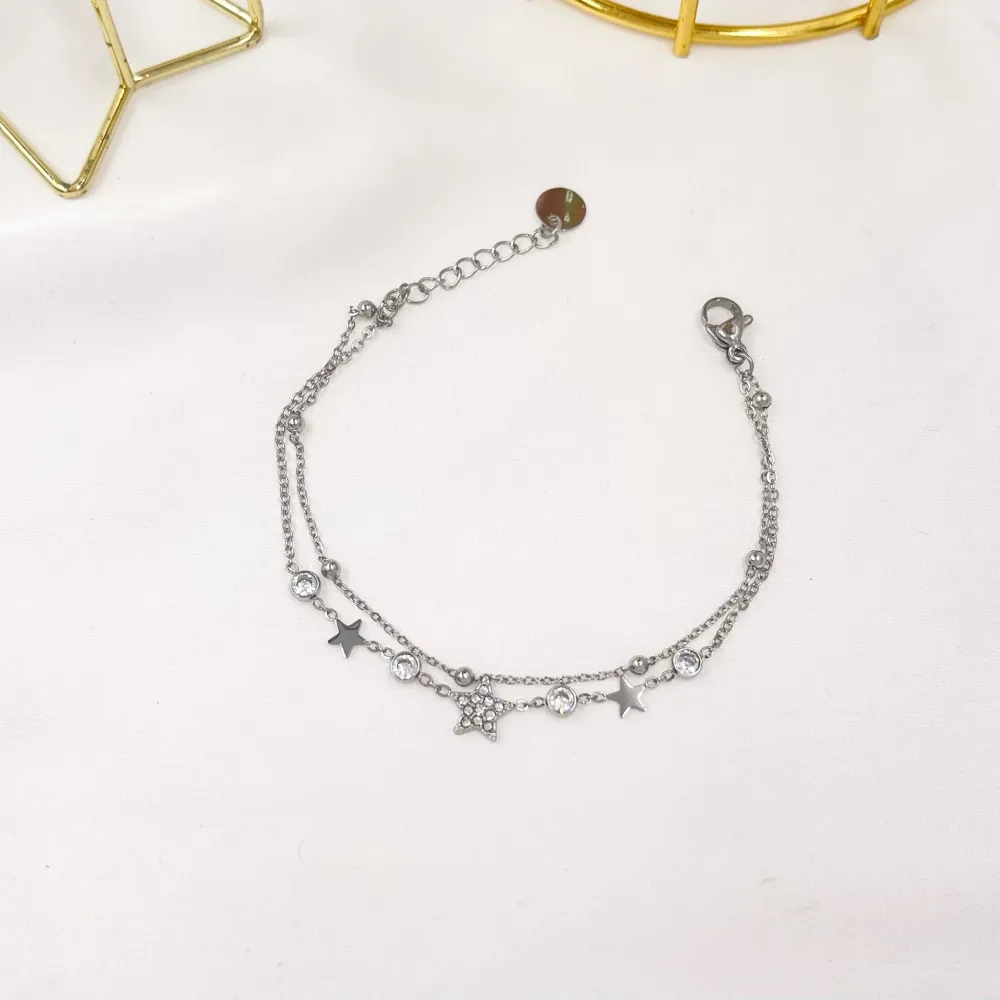 Doppio con la Stella-Bracciale in Acciaio - BAC-103-AA3461B