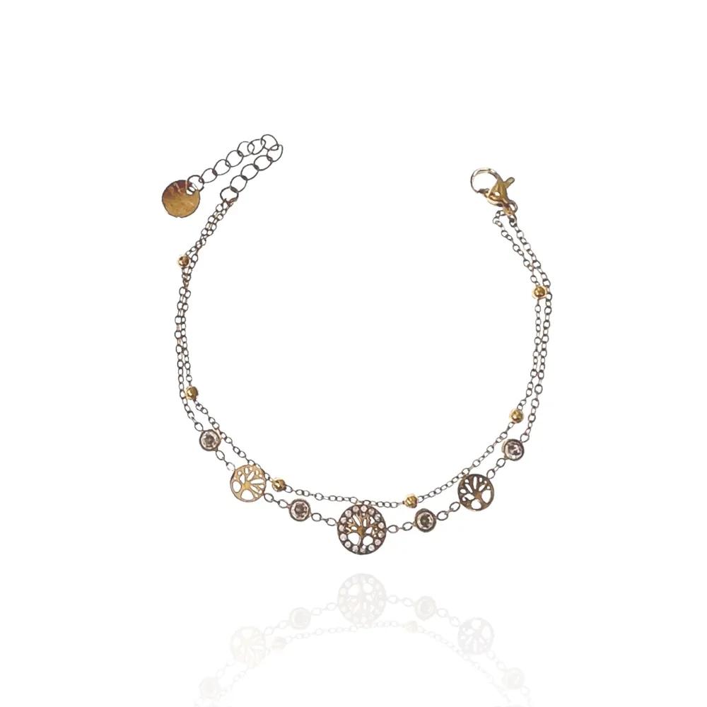 Doppio con Albero della Vita-Bracciale in Acciaio - BAC-103-AA3463B