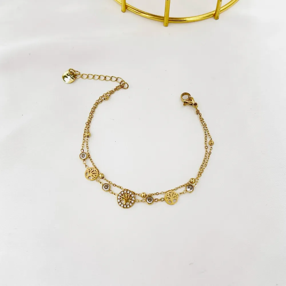 Doppio con Albero della Vita-Bracciale in Acciaio - BAC-103-AA3463B