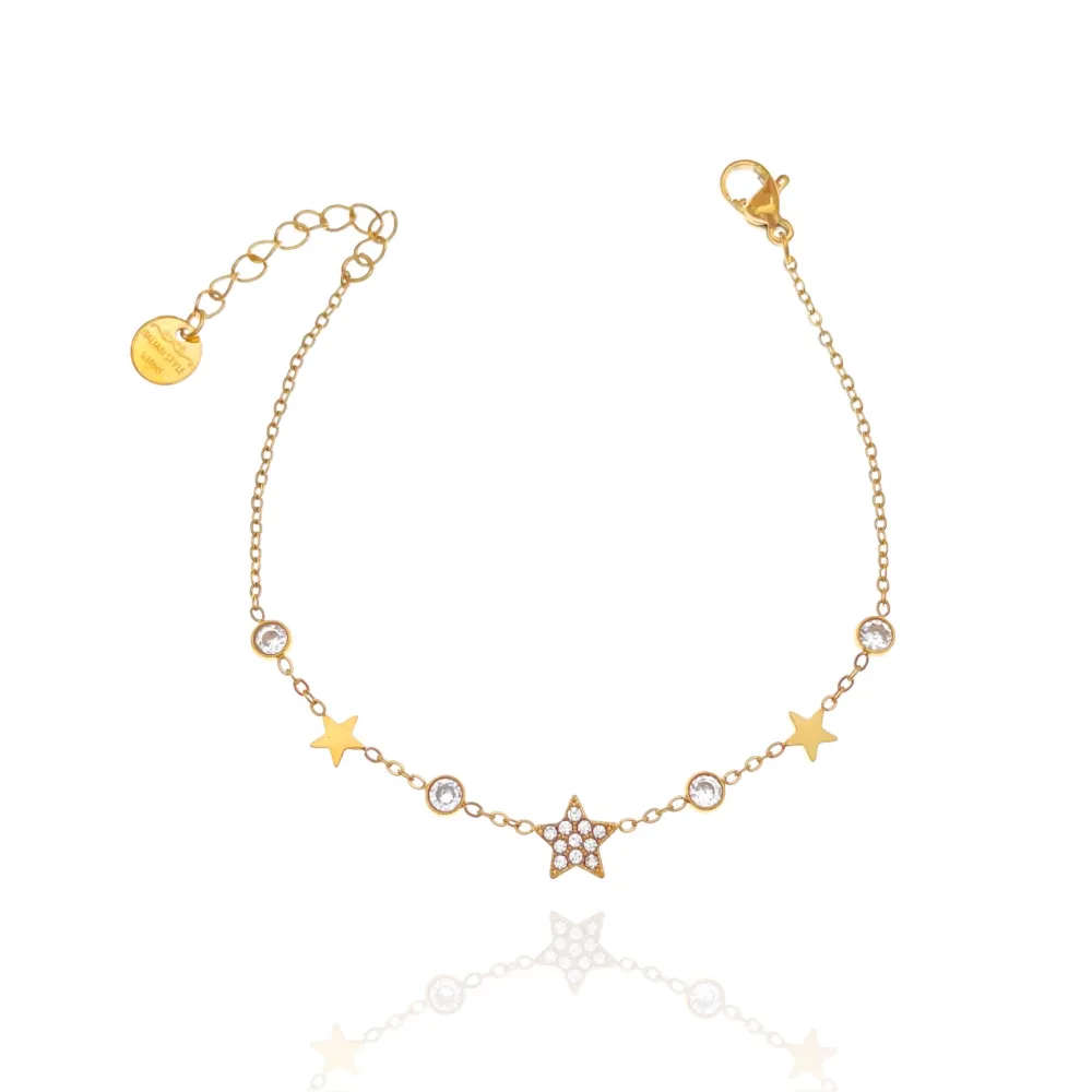 Stella con Punto Luce-Bracciale in Acciaio - BAC-103-AA3479B