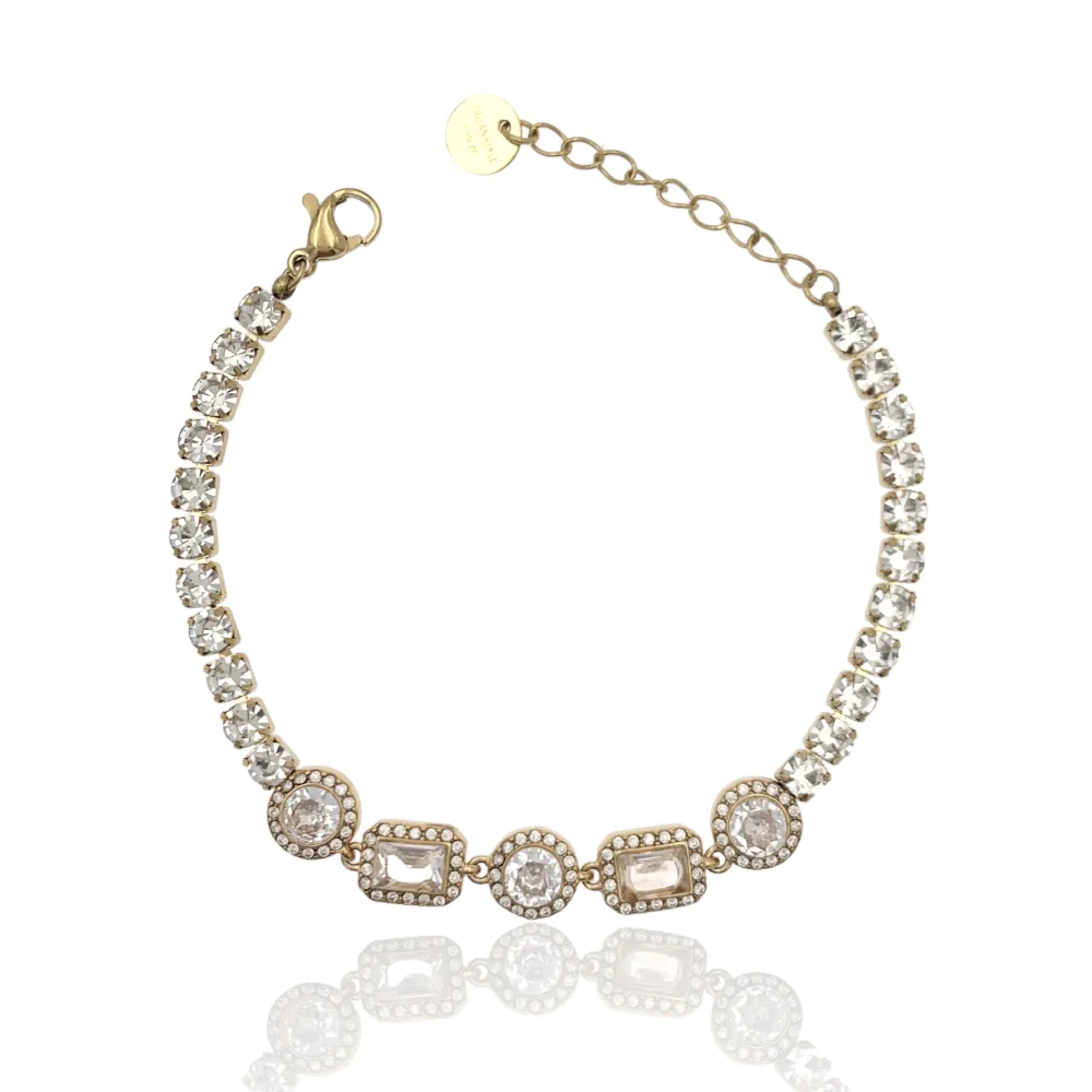 Tennis con Cipollona e Rettangolare-Bracciale in Acciaio - BAC-103-AA4212B