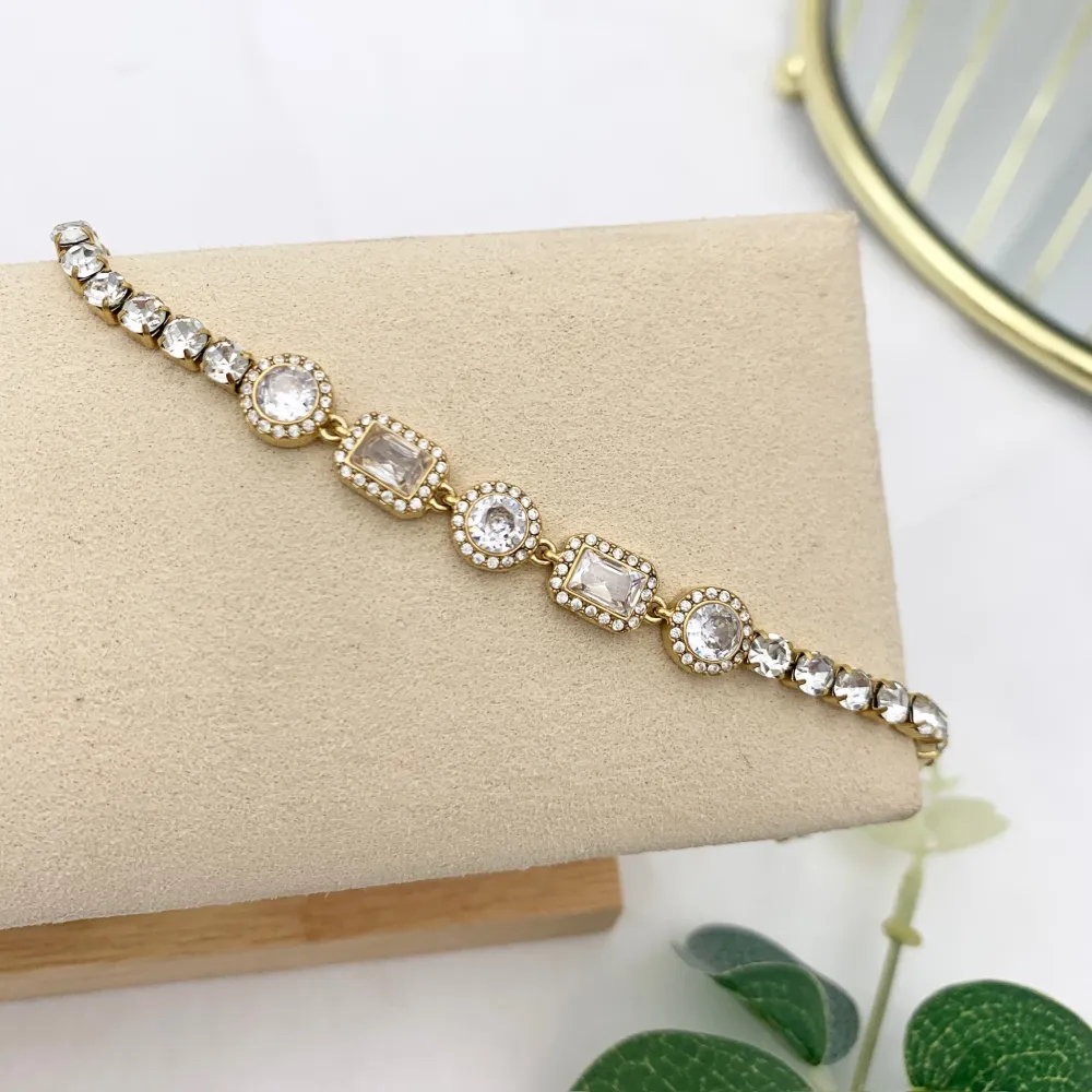 Tennis con Cipollona e Rettangolare-Bracciale in Acciaio - BAC-103-AA4212B