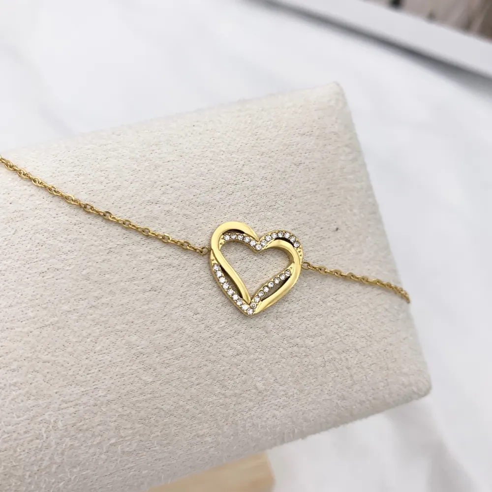 Cuore fine con Zirconia-Bracciale in Acciaio con Chiusura - BAC-103-AA4304B