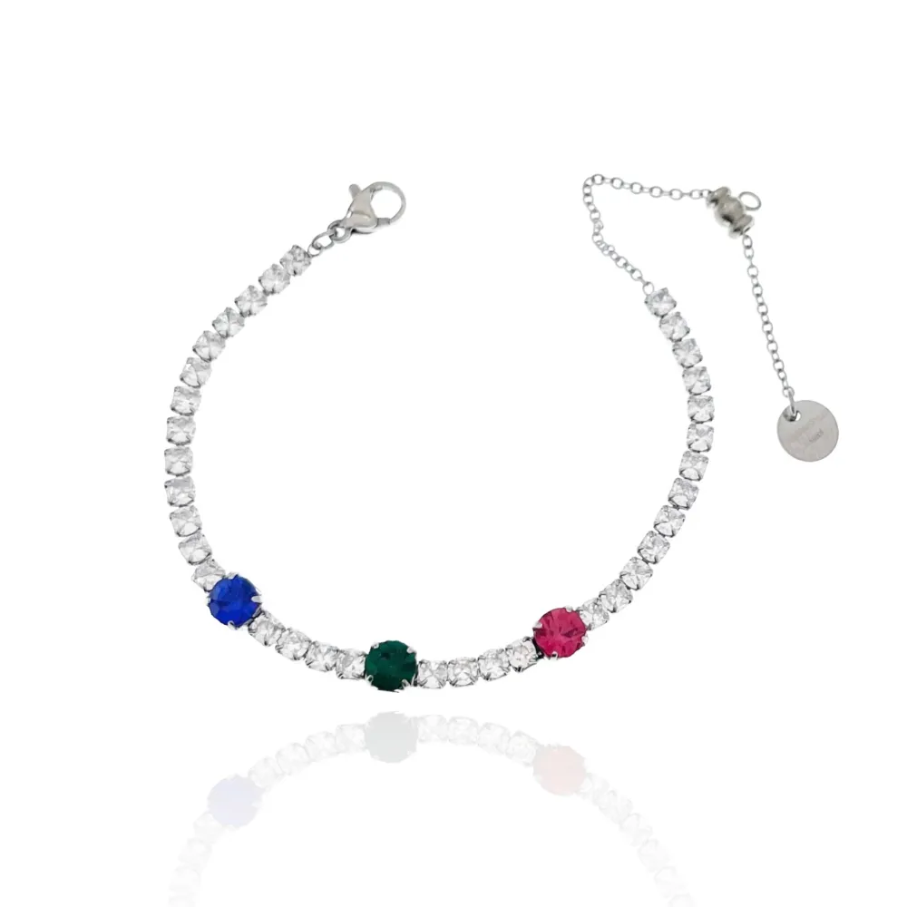 Tennis con Punto Luce-12pz Bracciali in Acciaio - BAC-103-AA702B