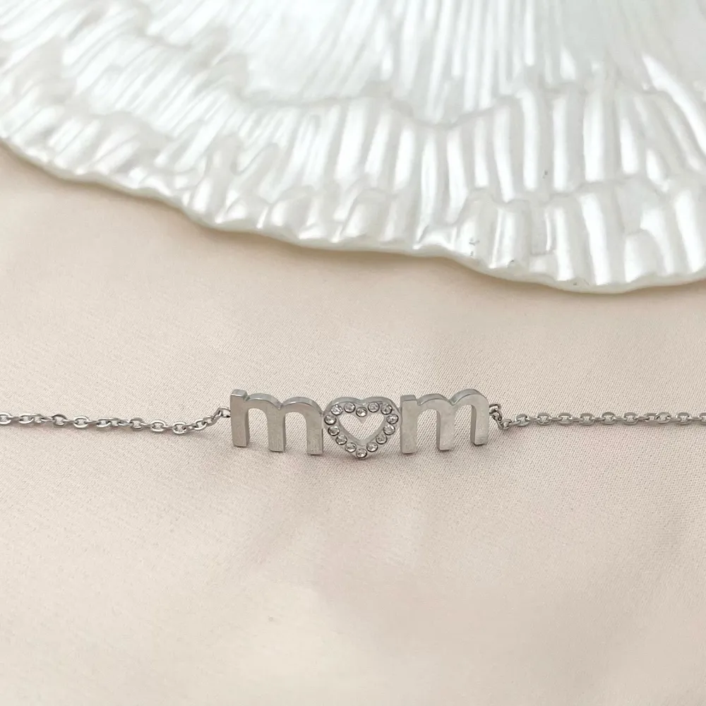 Mom Mamma-Bracciale in Acciaio e Zirconia - BAC-103-AA954B