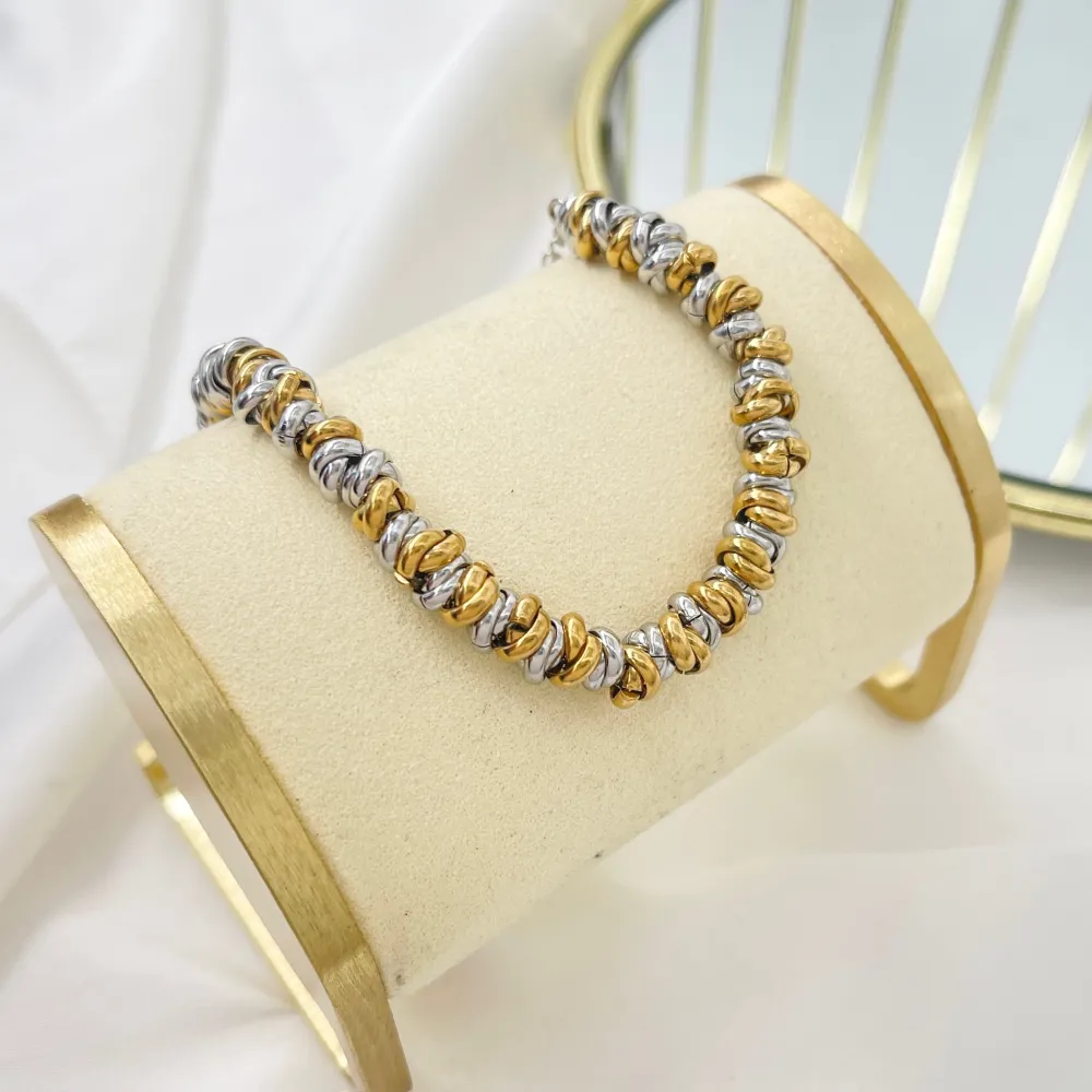 Anellini Intrecciato-Bracciale in Acciaio - BAC-208-221