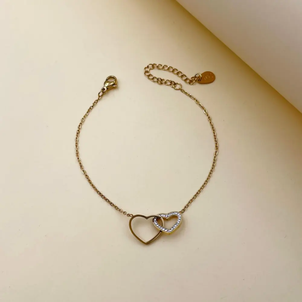 Doppio Cuore-Bracciale in Acciaio con Chiusura - BAC-413-1088