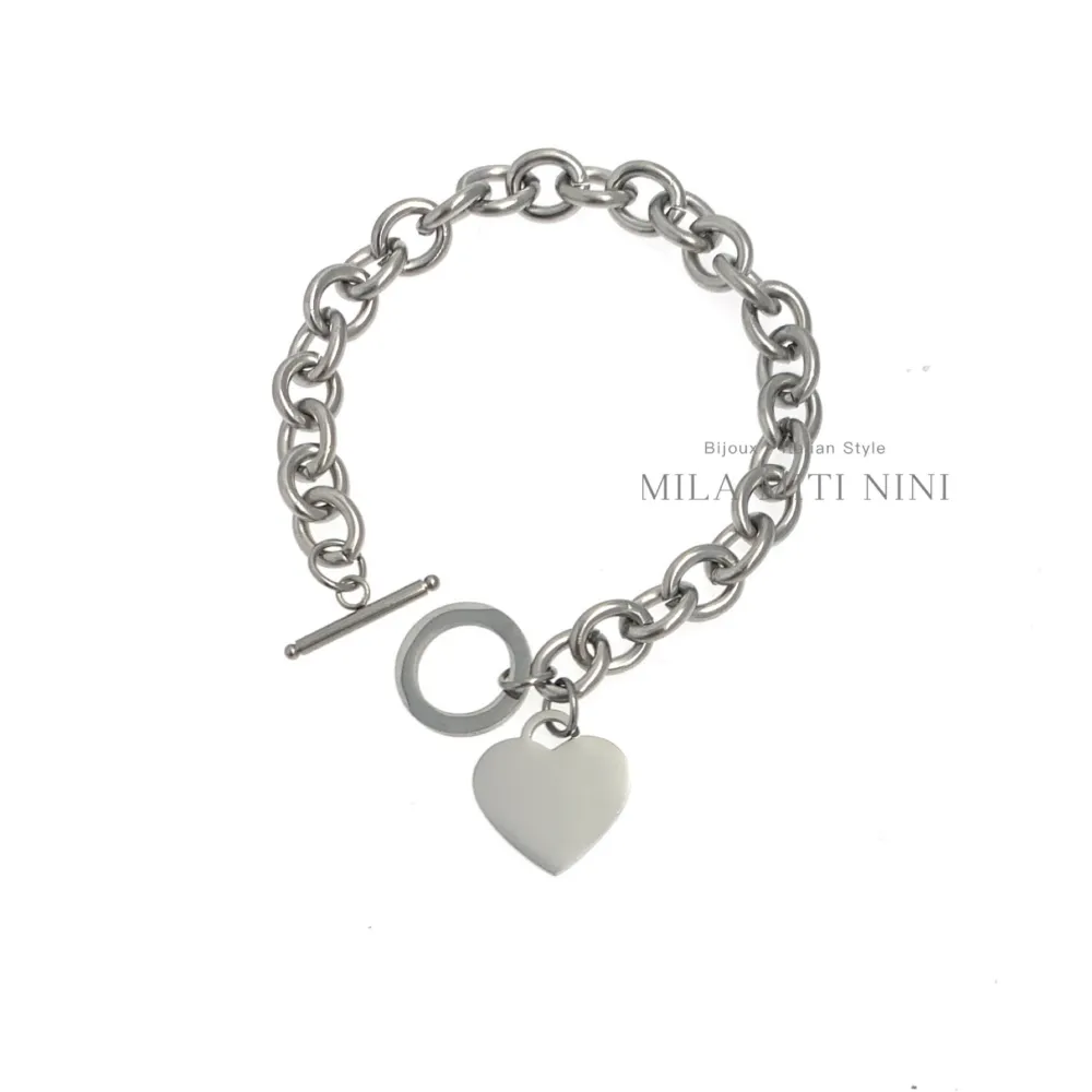 Cuore Liscio 18mm-Bracciale in Acciaio con Chiusura - BAC-413-1203