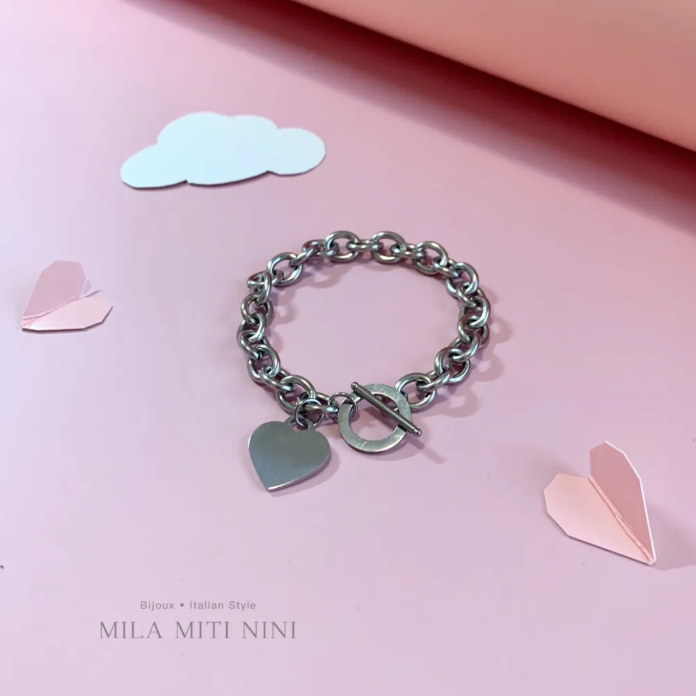 Cuore Liscio 18mm-Bracciale in Acciaio con Chiusura - BAC-413-1203