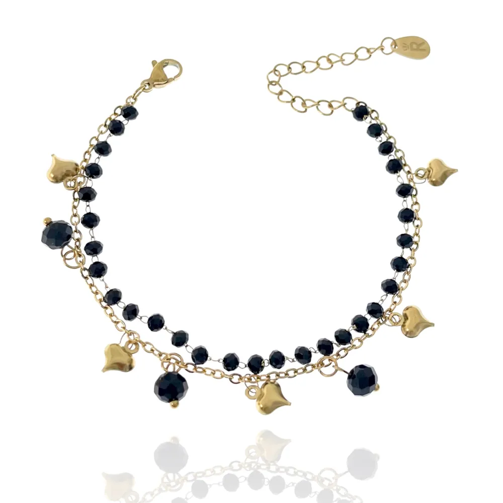 Doppia Catena con Cuore-Bracciale in Acciaio con Chiusura - BAC-413-1267