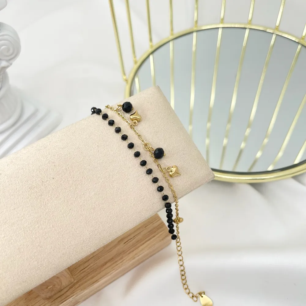 Doppia Catena con Cuore-Bracciale in Acciaio con Chiusura - BAC-413-1267