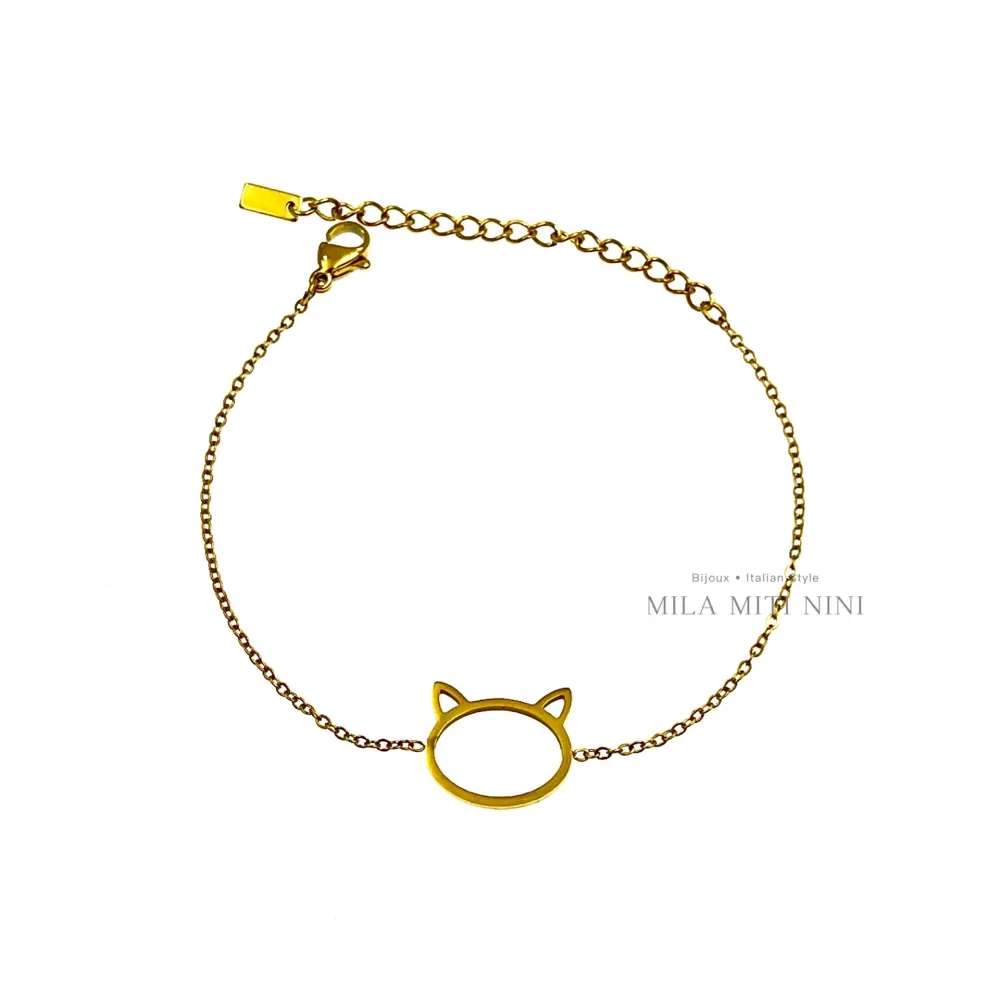 Gatto Liscio-Bracciale in Acciaio con Chiusura - BAC413-1355