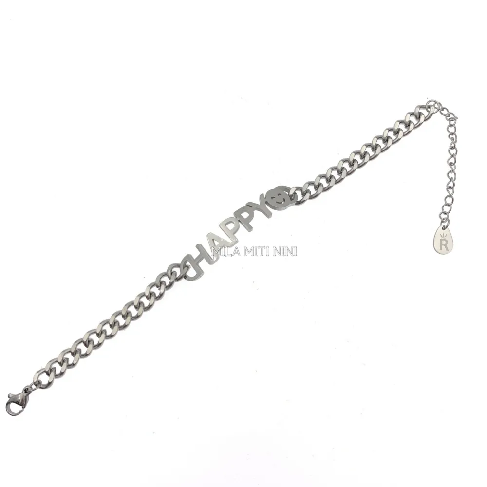 BAC413-1385-Catena 6mm Happy-Bracciale in Acciaio - BAC413-1385