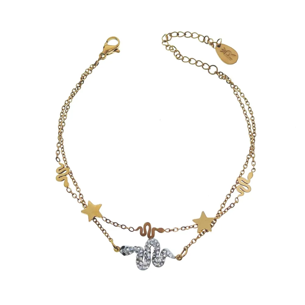 Doppio con Serpente Stella-Bracciale in Acciaio con Chiusura - BAC-413-1644