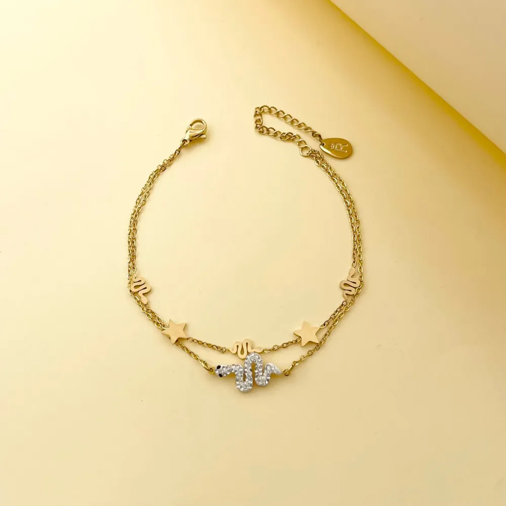 Doppio con Serpente Stella-Bracciale in Acciaio con Chiusura - BAC-413-1644