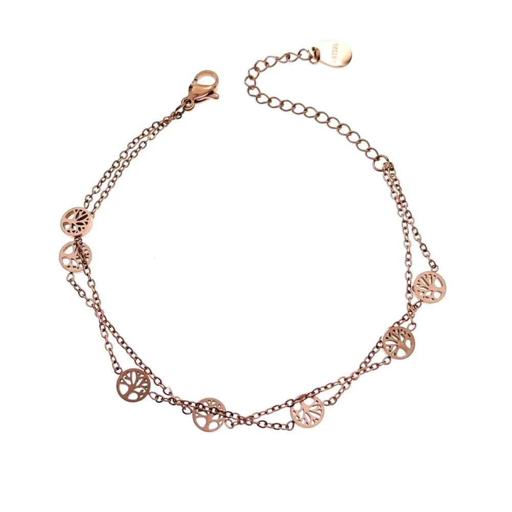 Doppio con Albero della Vita-Bracciale in Acciaio con Chiusura - BAC-413-1662